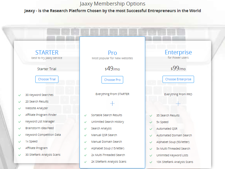 Jaaxy Pricing